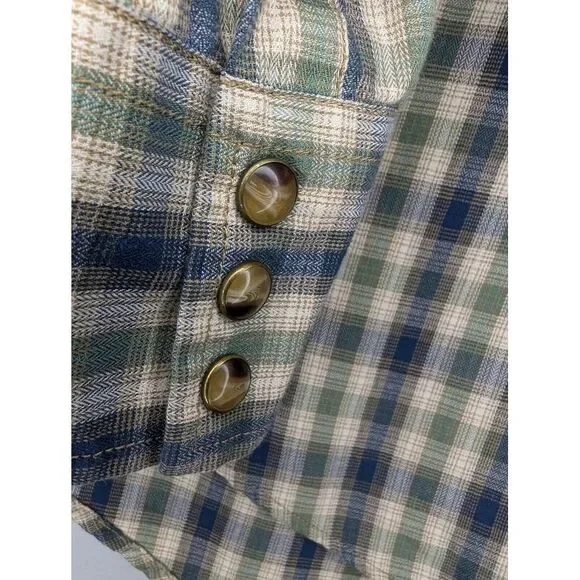 Pendleton Frontier Long Sleeve Snap Button Shirt Men's Small Blue/ Green - Picture 3 of 15